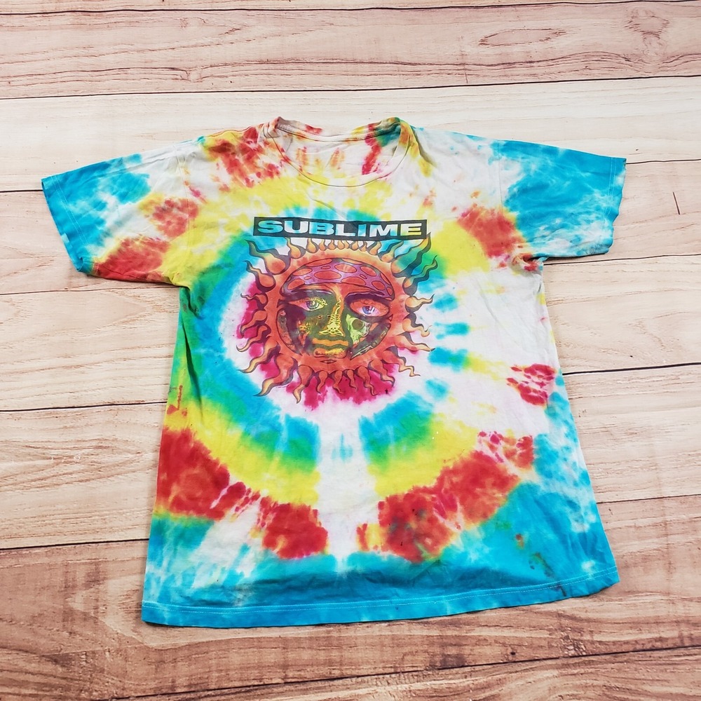 VINTAGE Sublime Shirt Mens Large Blue Red Santeria Bradley‎ Nowell Tie Dye Adult
